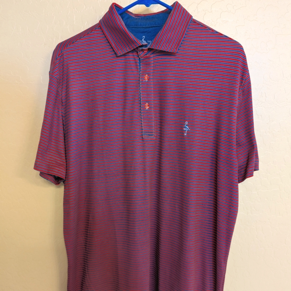 TaylorBird Collection Men's Striped Polo Shirt - Red and Blue Large SUPER SOFT